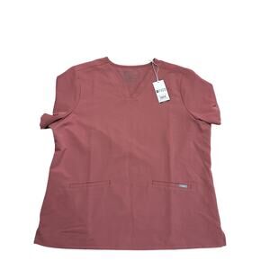 NWT Figs Casma Three-Pocket Scrub Top MAUVE XXL